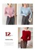 Women's Wool-Cashmere Slim Fit Seamless Sweater, Long Sleeve, Versatile Knit Base Layer with Round Neck and Rolled Hem.