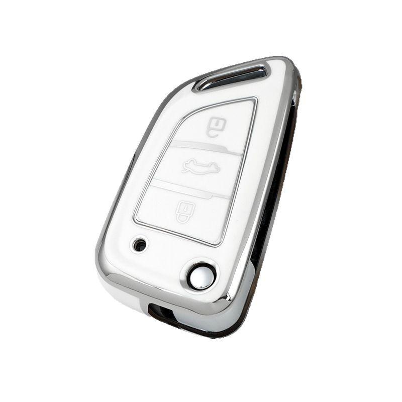 Applicable TPU Key Bag for Modified Aftermarket KD Sub-Machine Key Case with Silver Edge Keychain.