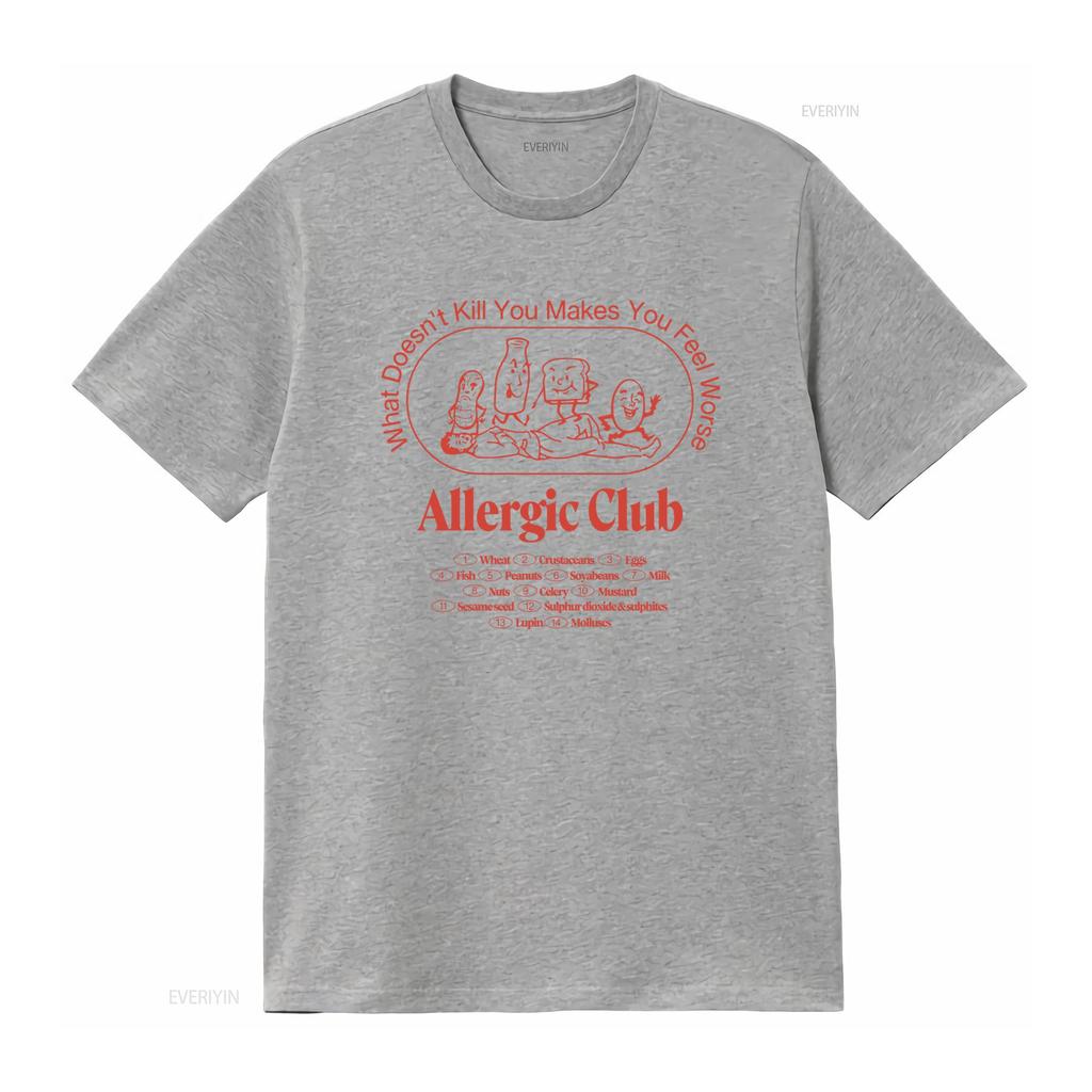 Allergic Club T Shirt Retro Vintage Design Perfect Birthday for Friends vintage Washed Stretched graphic Slightly homme Casual