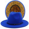 Fashion leopard print belt flat brim top hat autumn and winter British men and women double-sided color matching ethnic style jazz hat Wish