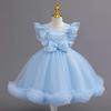 New Kids Net Lace Princess Dress with Frills, Large Size Girls' Birthday Outfit