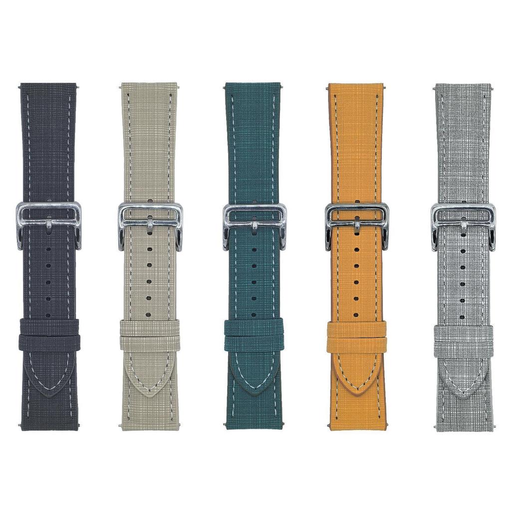 For Samsung Galaxy Watch7 44mm/40mm Watch Band 20mm Braided Checkered Pattern Leather Wrist Strap