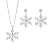 Christmas Full Rhinestone Snowflake Stud Earrings for Women Girls Exquisite Pendant Necklace Fashion Wedding Party Jewelry Set