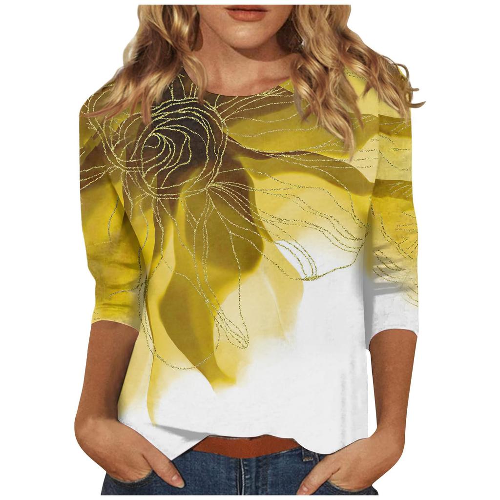 Women's T-shirt 3d print art floral print casual long sleeve round neck regular tops daily print pink, spring and autumn t-shirt