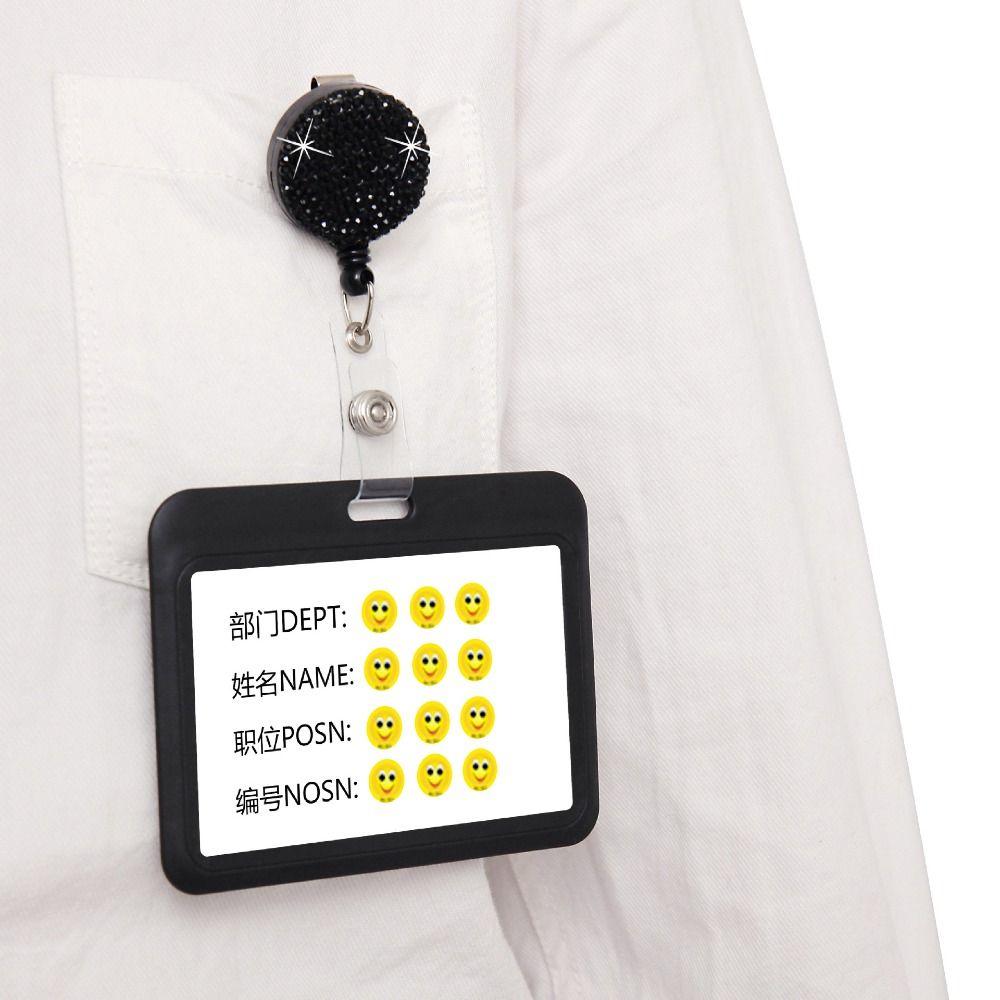 Sparkle Retractable Badge Holder Chest Card Easy Pull Buckle Keychain Nurse Badge Reel Work Card