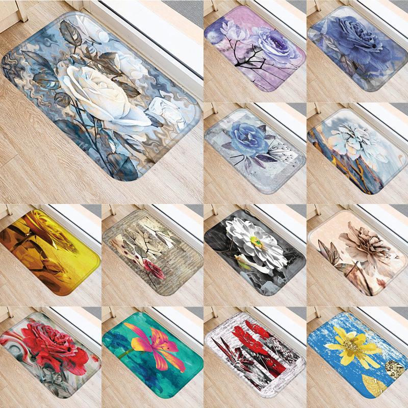 

1 шт. 40*60 см цветной замшевый ковер с рисунком роз, противоскользящий коврик для двери, коврик для двери, коврик для кухни, гостиной, ковер 48279