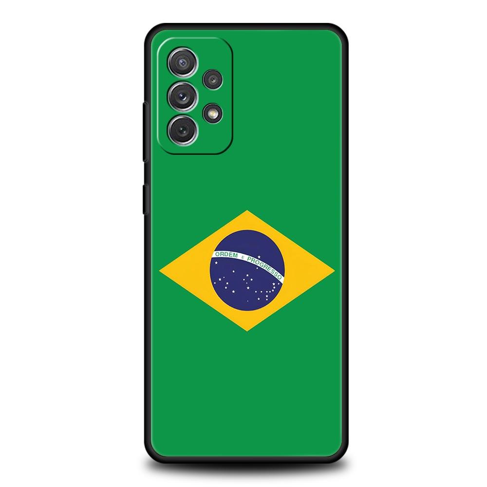 Large Brazil Flag Phone Case for Samsung A51 A71 A21S A17 A11 A15 A25 A31 A41 A23 A33 A53 A73 A07 A03S A05S A13 A35 A55 5G Cover