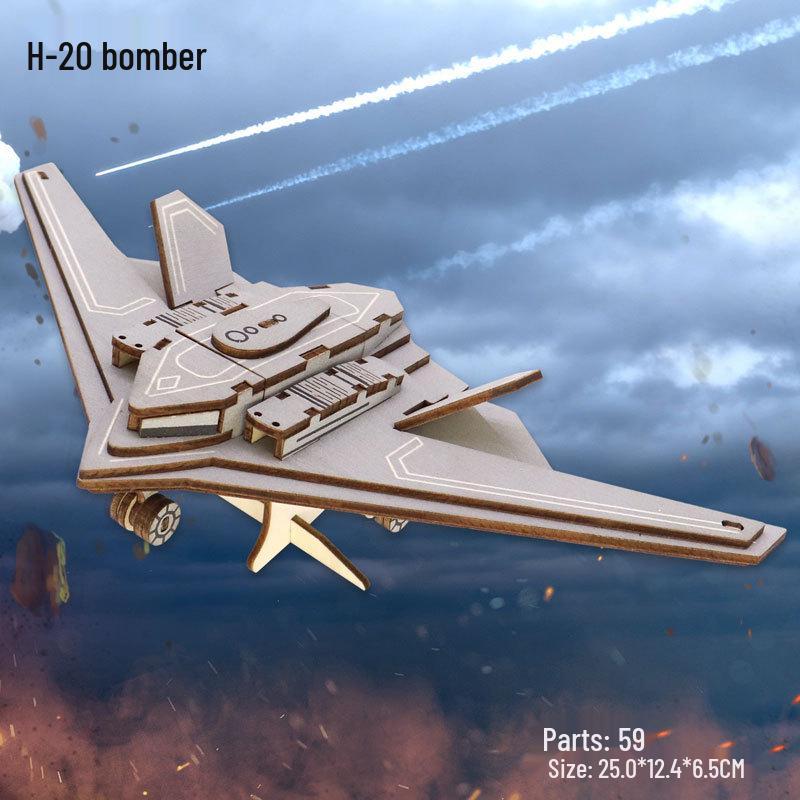 Wooden 3D Airplane Puzzle Educational DIY Toy for Children