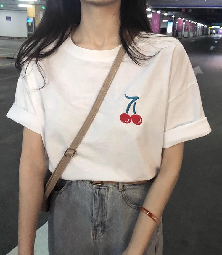 Women's Pure Cotton Cartoon Print Heavyweight Loose Round Neck Short Sleeve T-Shirt