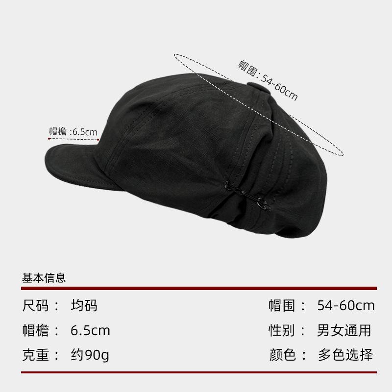 Designer octagonal cloud hat female spring and autumn season Bere painter hat showing face small cotton and linen newsboy hat