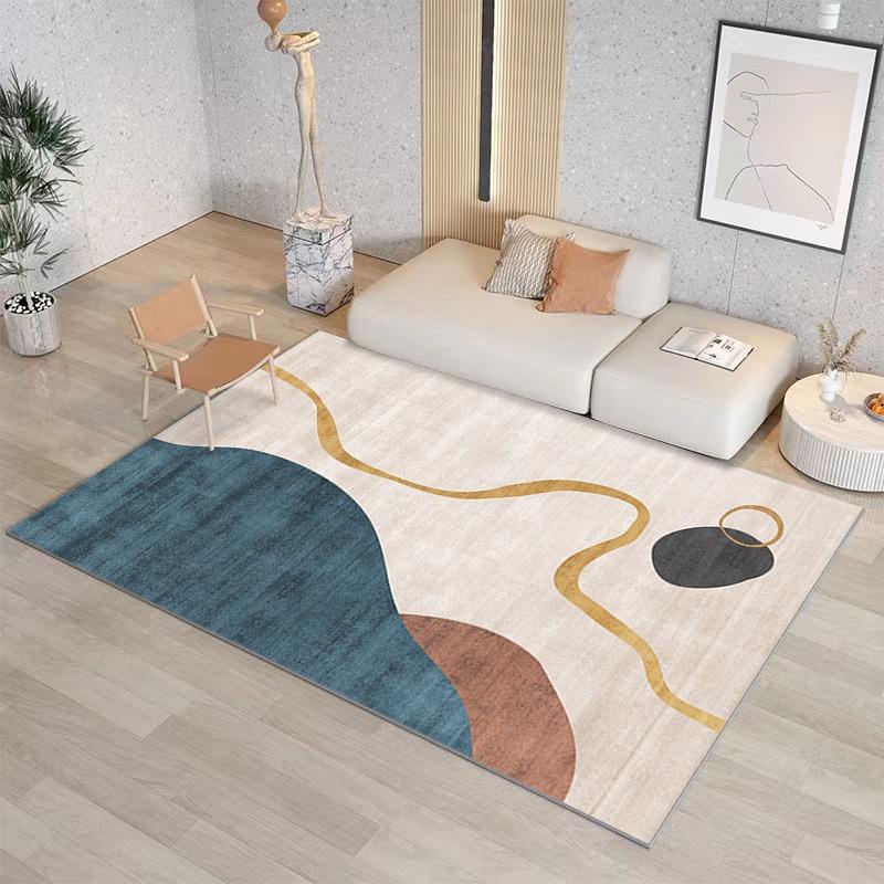 Modern Abstract Geometric Pattern Carpet Home Decoration Living Room Bedroom Anti Slip Carpet Colorful Wave Design Floor Mat