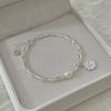 Bracciale in argento sterling 925 con perle parziali e nodi, per donne, design di lusso, bracciale con ciondoli e perline, gioielli da festa