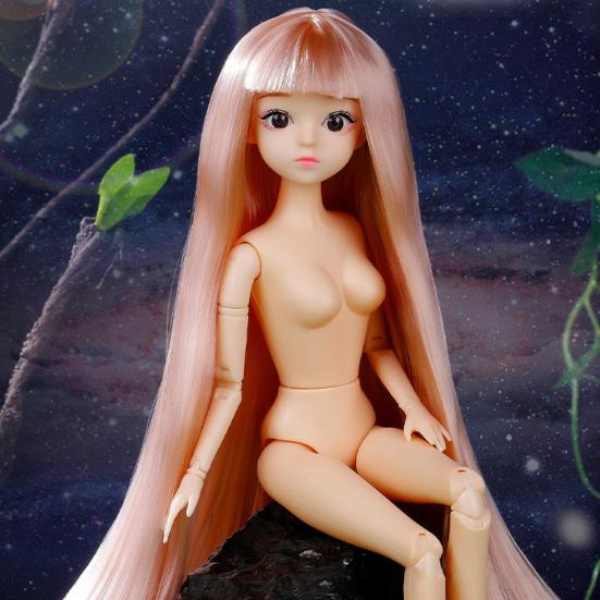 30cm BJD Puppe 26 Bewegliche Gelenke Schwarze Augen Buntes Haar Kleiderwechsel Nackte Puppenkörper Modell Spielzeug zum Geschenk