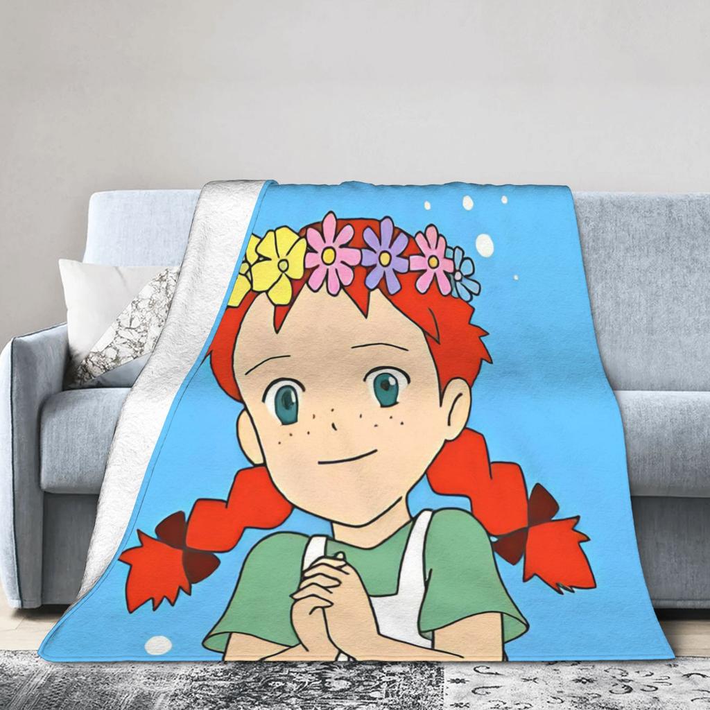 Cartoon manga A-Anne of Green Gables Super Soft Blanket Kids Plush Throw Blanket Street Trend Flannel Bedspread Sofa Bed Cover