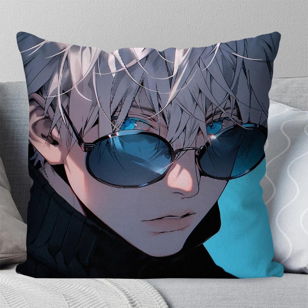 1Pc Satoru Gojo Anime Jujutsu Kaisen Pillow Case Square Pillow Bedroom Sofa Leisure Cushioncar Living Room Home Decoration 40X40