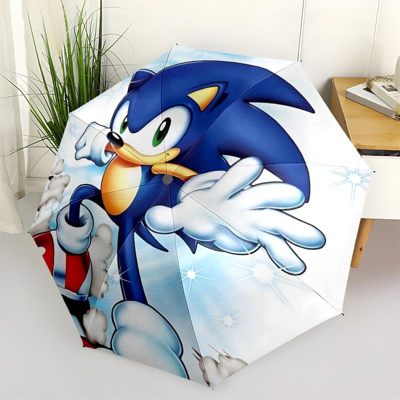 

1pc Sonic the Hedgehog Automatic Open/Close Umbrella - Compact Travel Umbrella with 8-Rib Durable Frame, Portable for Commuting, yy251023045