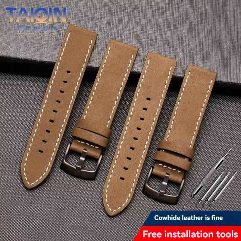 For Timex T49905 T49963 T49953 TW4B01900 Series Genuine Leather Strap Men's Frosted Cowhide Bracelet 20mm 22mm Black Brown