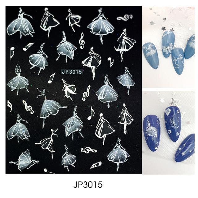 Abstract Line DIY Nail Stickers for Women Girls Nail Art Decorations Rose Gold Spring 3D Sliders for Manicure Nail Polish Decals