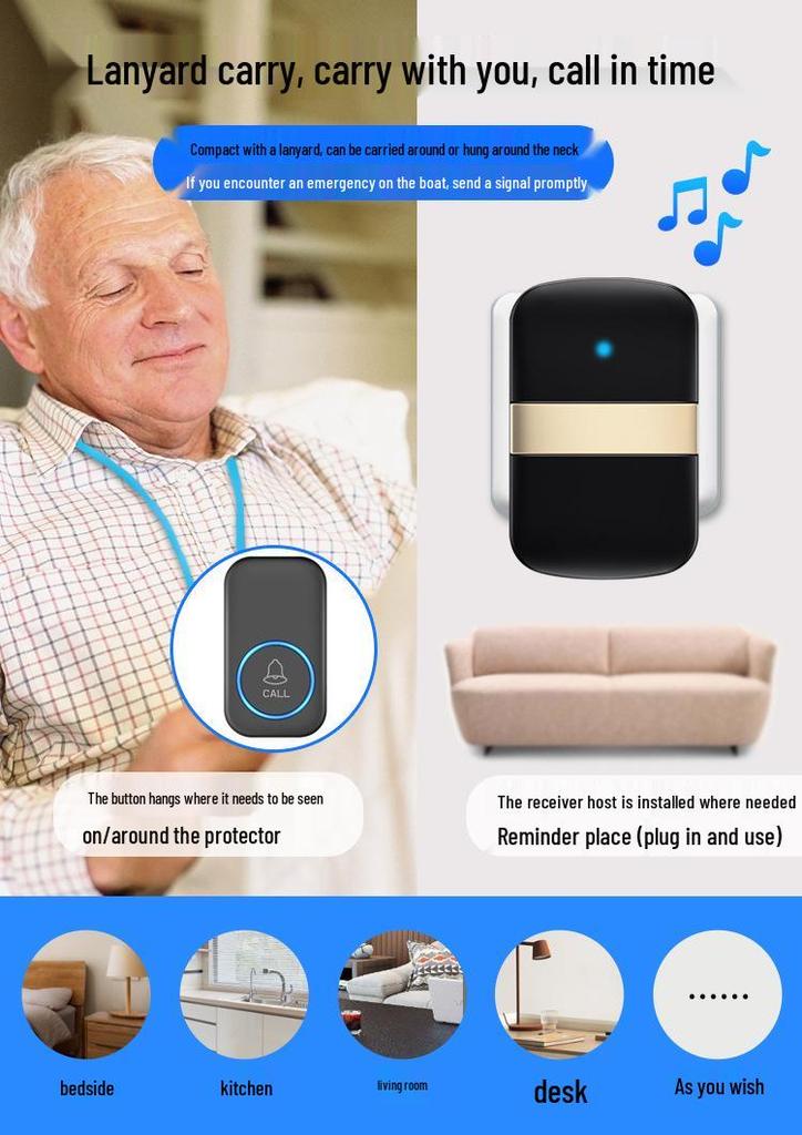 Elderly & Pregnant Call Button: Nursing Home & Bedside SOS Alarm
