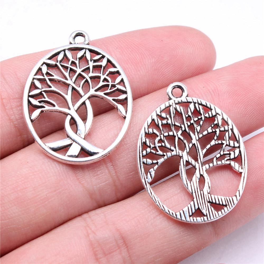 Charms Round Tree Of Life Pendants Vintage Jewelry Supplies QC109