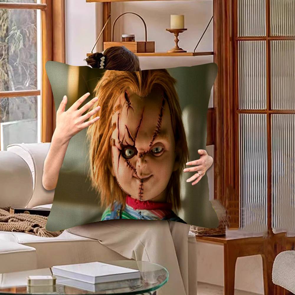 Horror Doll Chucky Cartoon Maple Design Cushion Cover Happy Autumn Harvest decor Holiday Decorati Pillow Cover