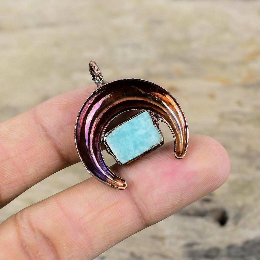 Amazonit Anhänger Elektrogeformter Kupfer Anhänger Neuestes Design Anhänger Elektrogeformter Schmuck Handgemacht zierlicher Edelstein Anhänger Jahrestag Geschenk