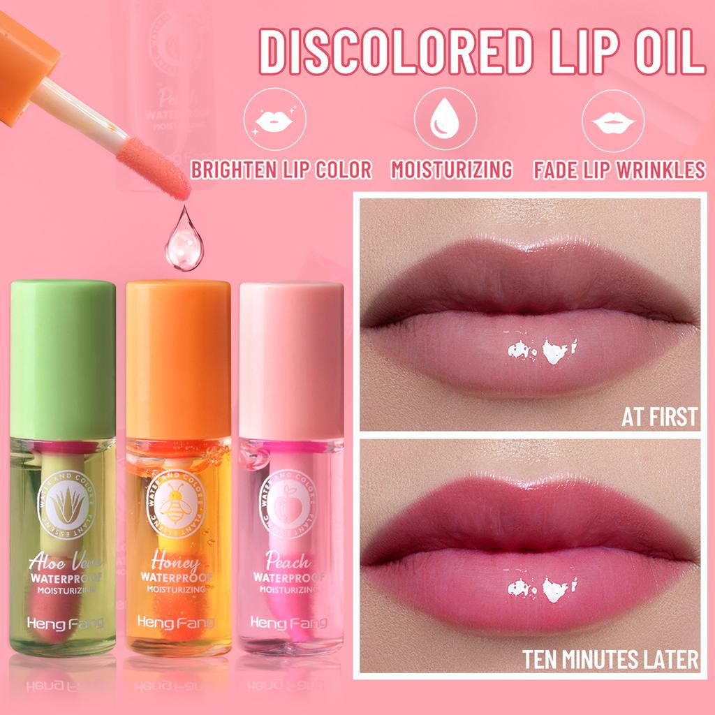 Moisturizing Temperature Change Liquid Lipstick, Peach, Honey, Aloes , Changing Color Long Lasting Moistourizing Lip Makeup Lip Oil