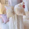 Korean Ins Ballet Style Girl Pink Ribbon Bow Pillow Cream Style Cushion Bedroom Sofa Cushion Cover