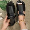 Women's Cut Out Slide Sandals, Trendy Faux Leather Flat Slide Sandals, Lightweight Slip On Outdoor Shoes