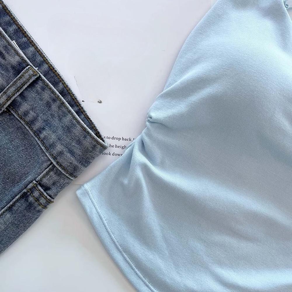 Nádržka s hrudní vložkou Halter Crop Topy Dámské Letní Tílka Bez zad Módní Trubkový Dámský Bez rukávů Zkrácená Vesta