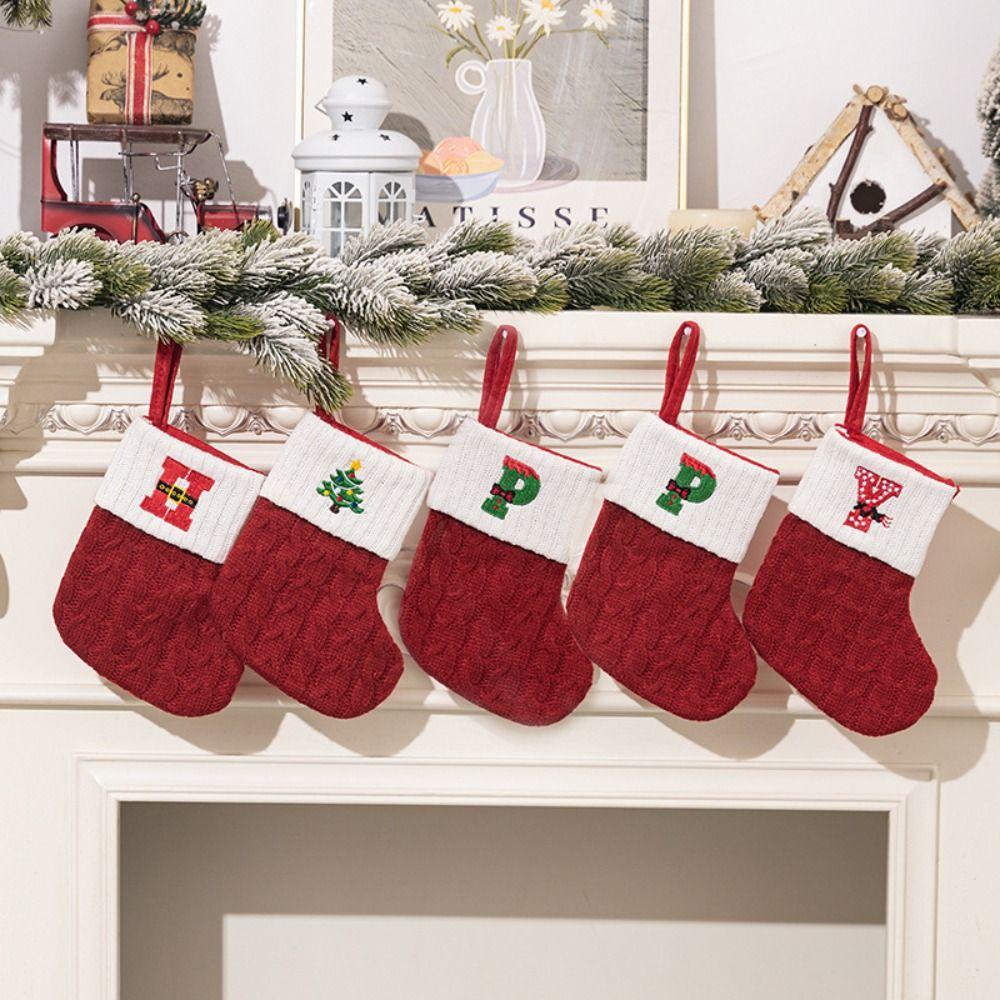 Alphabet Letter Letter Christmas Socks Red Candy Gift Bag New Christmas Pendant Home