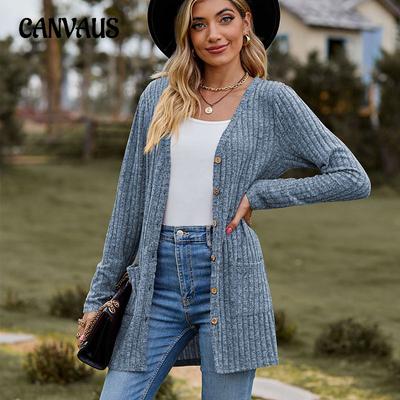 Cardigan da donna a maniche lunghe in tinta unita tinta unita maglione da donna autunno e inverno