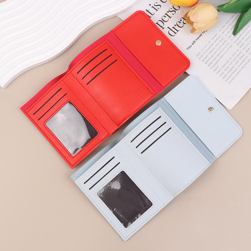 Multi-Card Slot Solid Color Leather Card Case Bank Card Credit Card Id Bus Card Holder Wallet For Women Travel Card Organizer