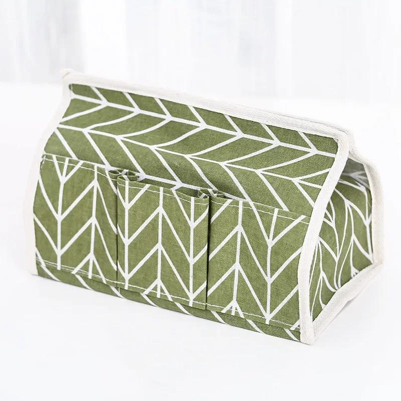New Pastoral Style Cotton Linen Cloth Art Tissue Box Multifunctional Tissue Pumping Tissue Cover Desktop Debris Storage Box