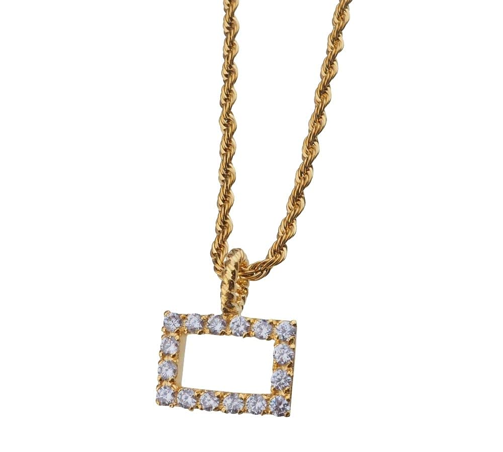 

Avalent Zirconia 925 Gold Hypoallergenic to Stainless Steel Chain Included Necklace, Men s, Sparkling, Silver, Necklace, Men s Rectangle, Square,