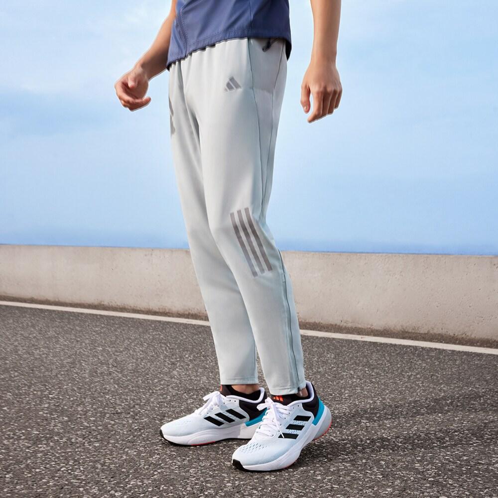 Adidas Own The Run Woven Astro Pants Three Stripe Logo Print Tapered Knit Sports Pants Men Pants Silver-Gray IK5702