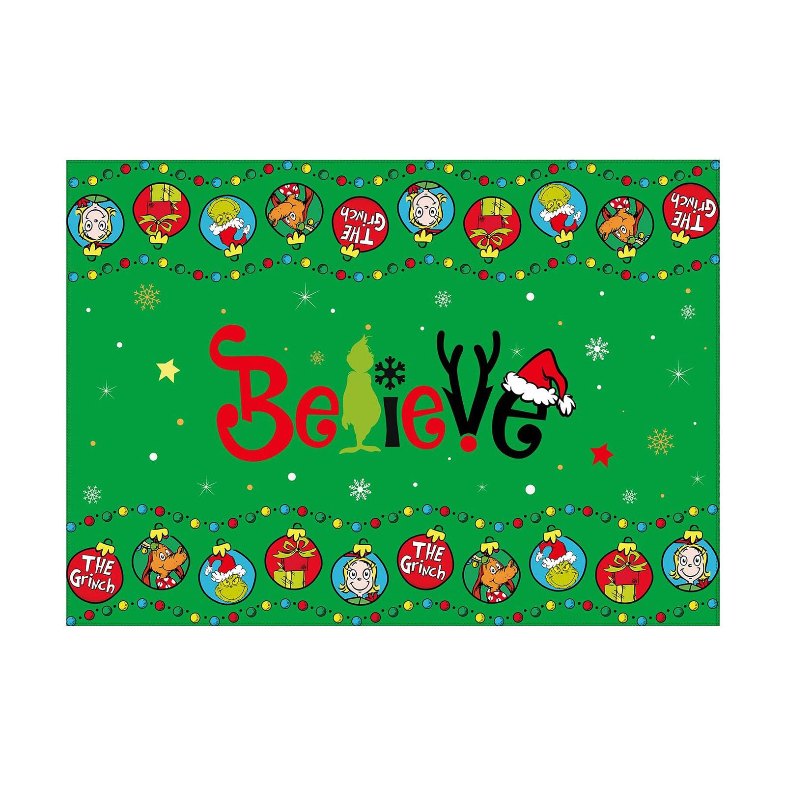 

Скатерть-дорожка из льняного материала, маслостойкий дизайн, с принтом рождественских персонажей One Size зелёный