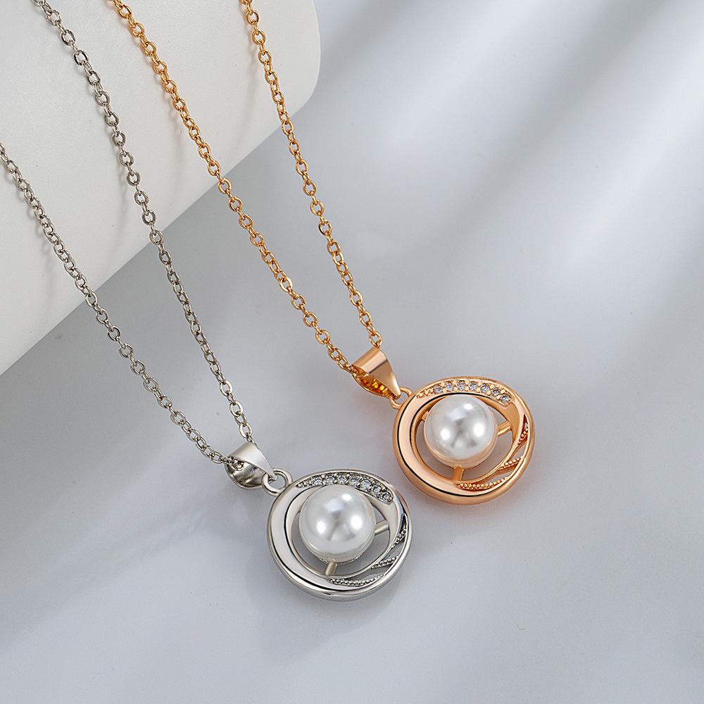 Abs Imitation Pearl Necklace, Ladylike Collarbone Chain Pendant Jewelry