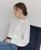 OURHOPE Shimmer Scarf Tie Neck Blouse - Ivory