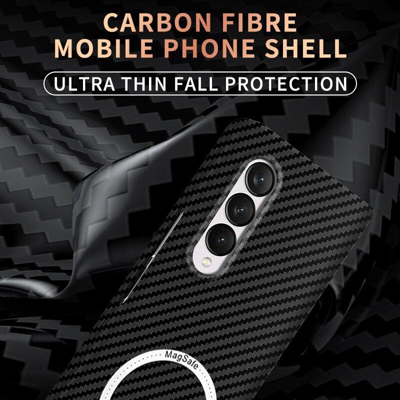 Carbon Fiber Magnetic Magsafe Wireless Charging Case For Samsung Z Fold 4 Z Fold 3 Z Flip 3 4 S23 S22 S21 Matte Cover For Iphone14 13 12 11 Pro Max