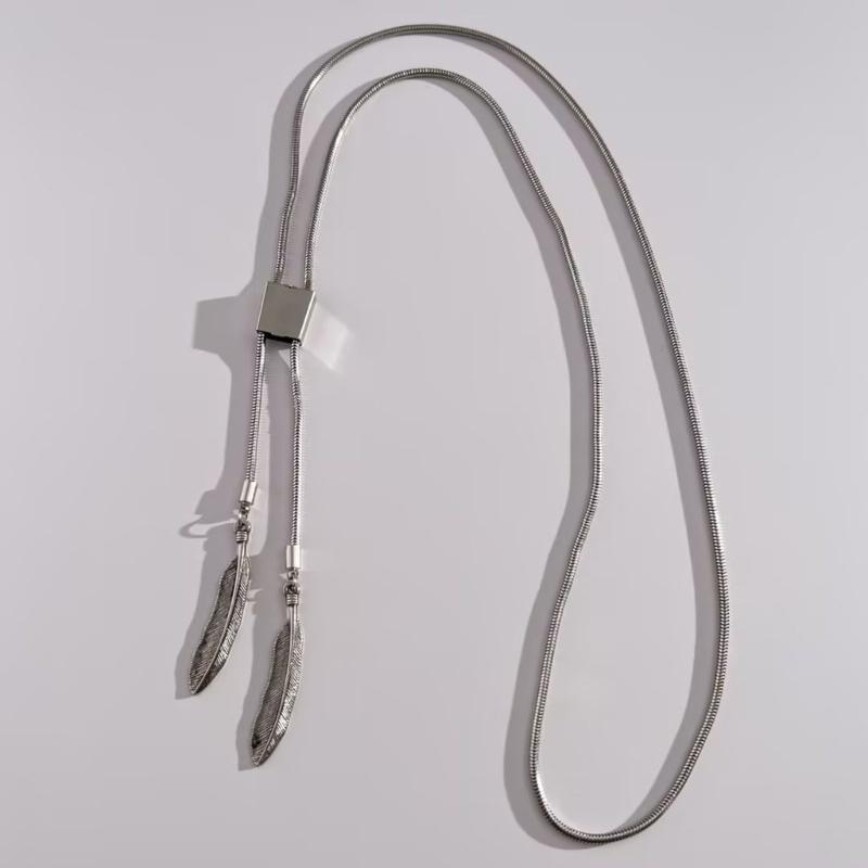 Punk Bolo Tie Cowboy Feathers Feathers Necktie Necklace Semi-finished Accessory