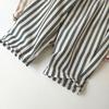 Children's Cotton and Linen Striped Cropped Pants Summer Girls' Loose Striped Pants Casual Lace Up