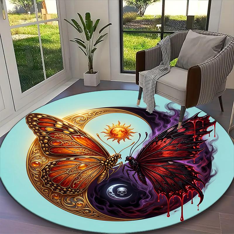 

1pc Mystic Butterfly Swarm Printed Chair Rug for Home Office Use, Living Room Kitchen Game Room Round Carpet Diameter 60cm