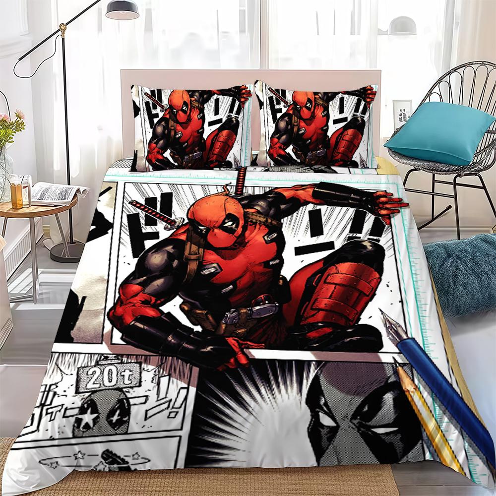 Cool D-Deadpool Duvet Cover Set Home Style Bedding Soft Laundry Cotton Bed 3 Piece Set Student Dormitory Gift