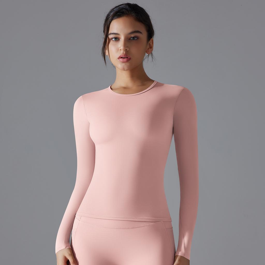 Auroth Long Sleeve Yoga Top Gym Sports Shirts Women Solid Color Running Shirts Slim Stretch Fitness Top