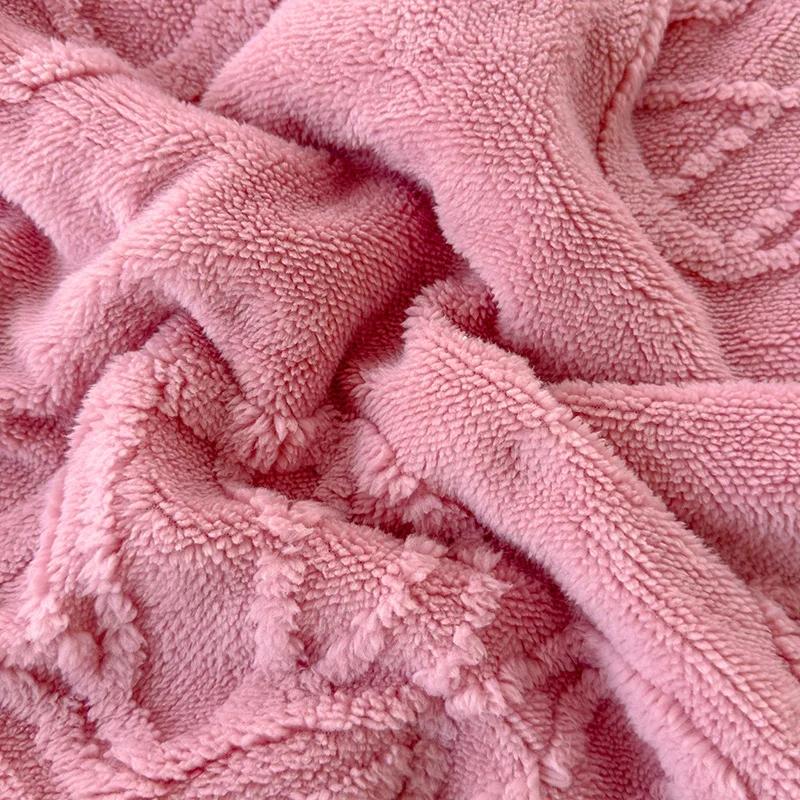JSoft Warm Coral Fleece Blanket Pink Butterfly Jacquard Winter Thermal Sofa Throw Thick Bed Blanket Nap Knee Small Quilts