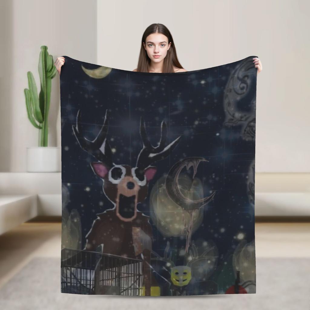 99 Nächte im Wald Das Reh Flanell-Kuscheldecke Mode-Decke Horror-Spiel Bettwäsche Gestrickte Mode-Decke Outdoor Leicht Multi-Funktion