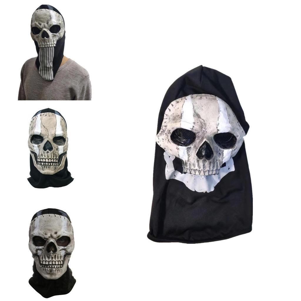Call Of Duty Teschio Fantasma Maschera di Halloween in Lattice con Design Horror per Cosplay