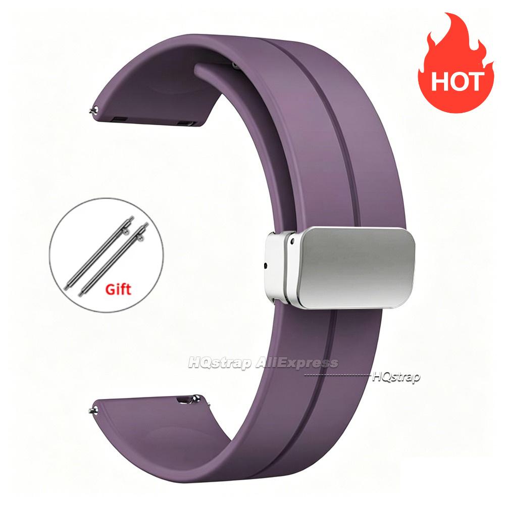 Magnetic Silicone Watch Strap 18mm 20mm 22mm Bracelet Magnetic Metal Buckle Wristband Quick Release Men Women Band Accessories