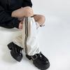 Modische Kordelzug Cargo Beinwärmer für Damen Harajuku Seitlich Doppelgestreift Baggy Beinabdeckungen Fußlose Socken Streetwear